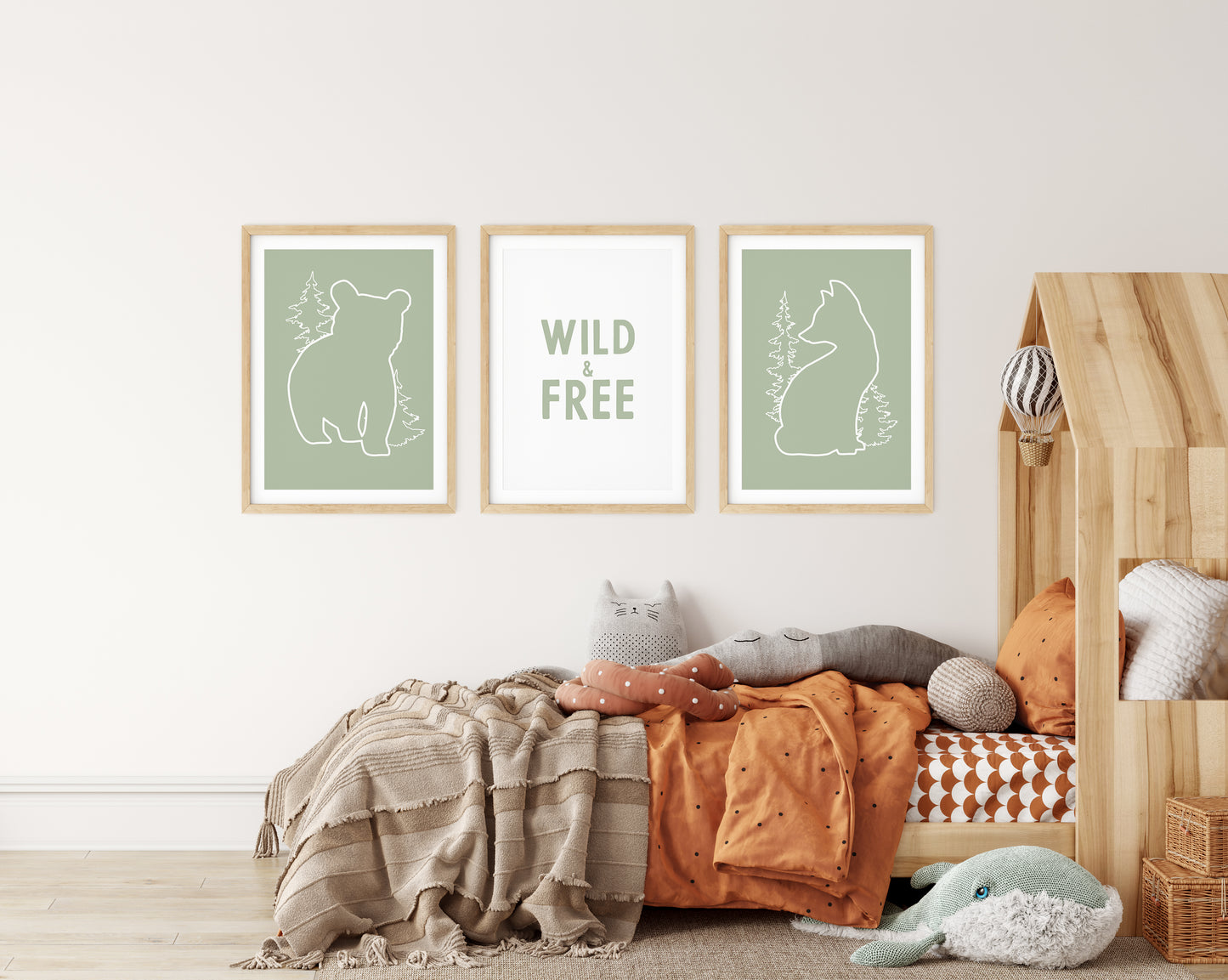 Woodland Silhouettes Trio: Wild & Free Forest Animals Poster Set, Set of 3, N059