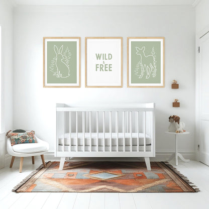 Woodland Silhouettes Trio: Wild & Free Forest Animals Poster Set, Set of 3, N059