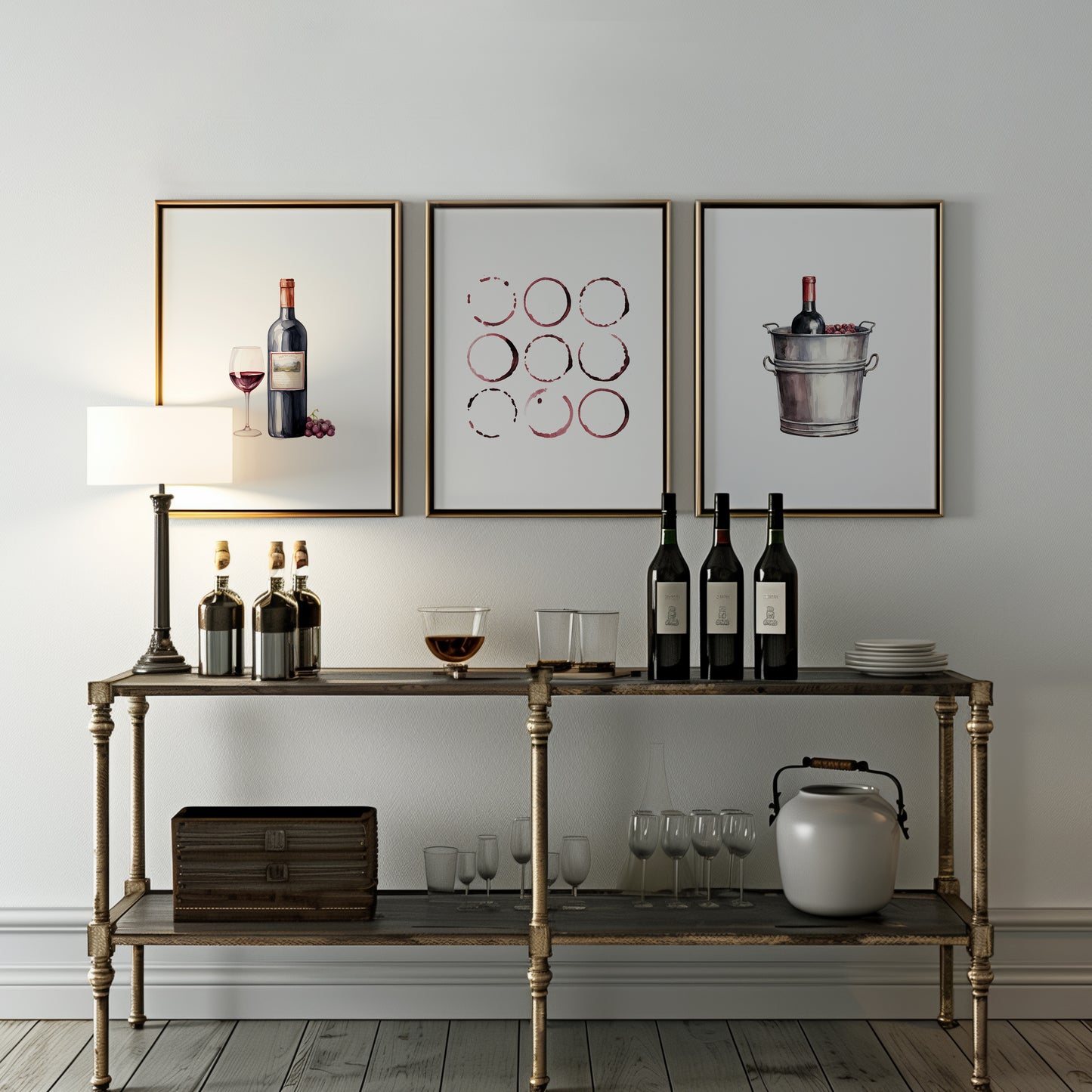 Wine Reverie: Decadence in Every Frame, Set of 3, D059