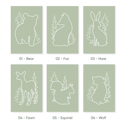 Woodland Silhouettes Trio: Wild & Free Forest Animals Poster Set, Set of 3, N059