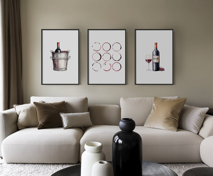 Wine Reverie: Decadence in Every Frame, Set of 3, D059