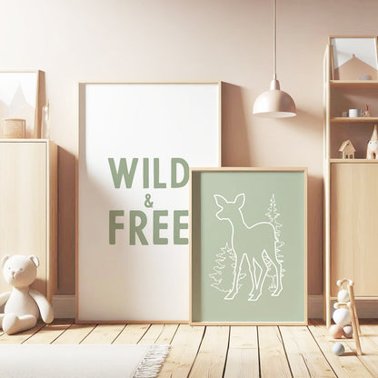 Woodland Silhouettes Trio: Wild & Free Forest Animals Poster Set, Set of 3, N059