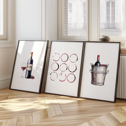 Wine Reverie: Decadence in Every Frame, Set of 3, D059