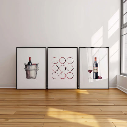 Wine Reverie: Decadence in Every Frame, Set of 3, D059