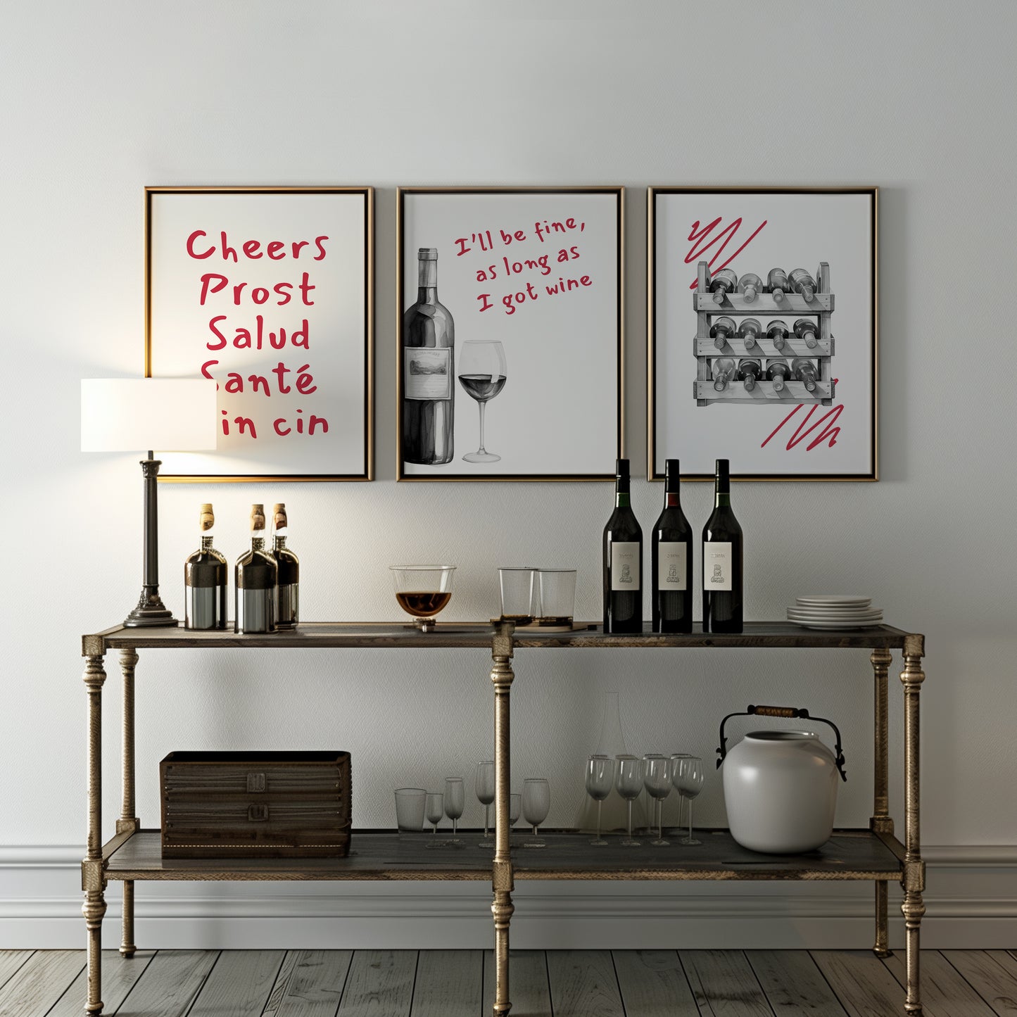 "The Language of Wine": A Toast to the World Through Art, Set of 3, D060