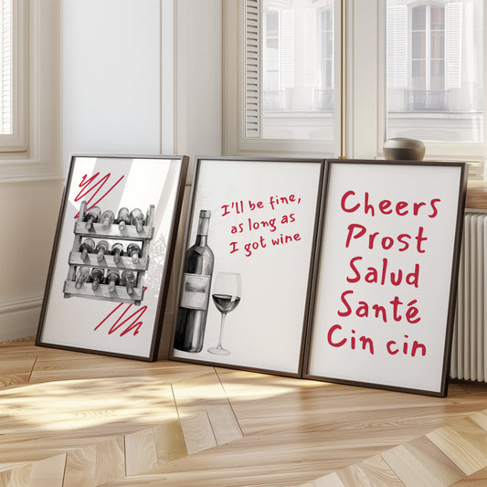 "The Language of Wine": A Toast to the World Through Art, Set of 3, D060