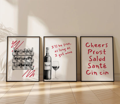 "The Language of Wine": A Toast to the World Through Art, Set of 3, D060