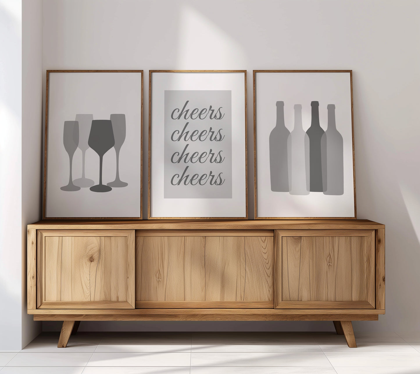 Cheers in Style: Modern Monochrome Bar Prints, Set of 3, D063