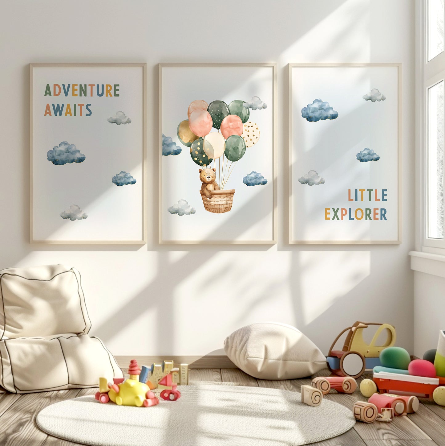 Adventure Awaits – Little Explorer Nursery Wall Art, Set of 3, N065