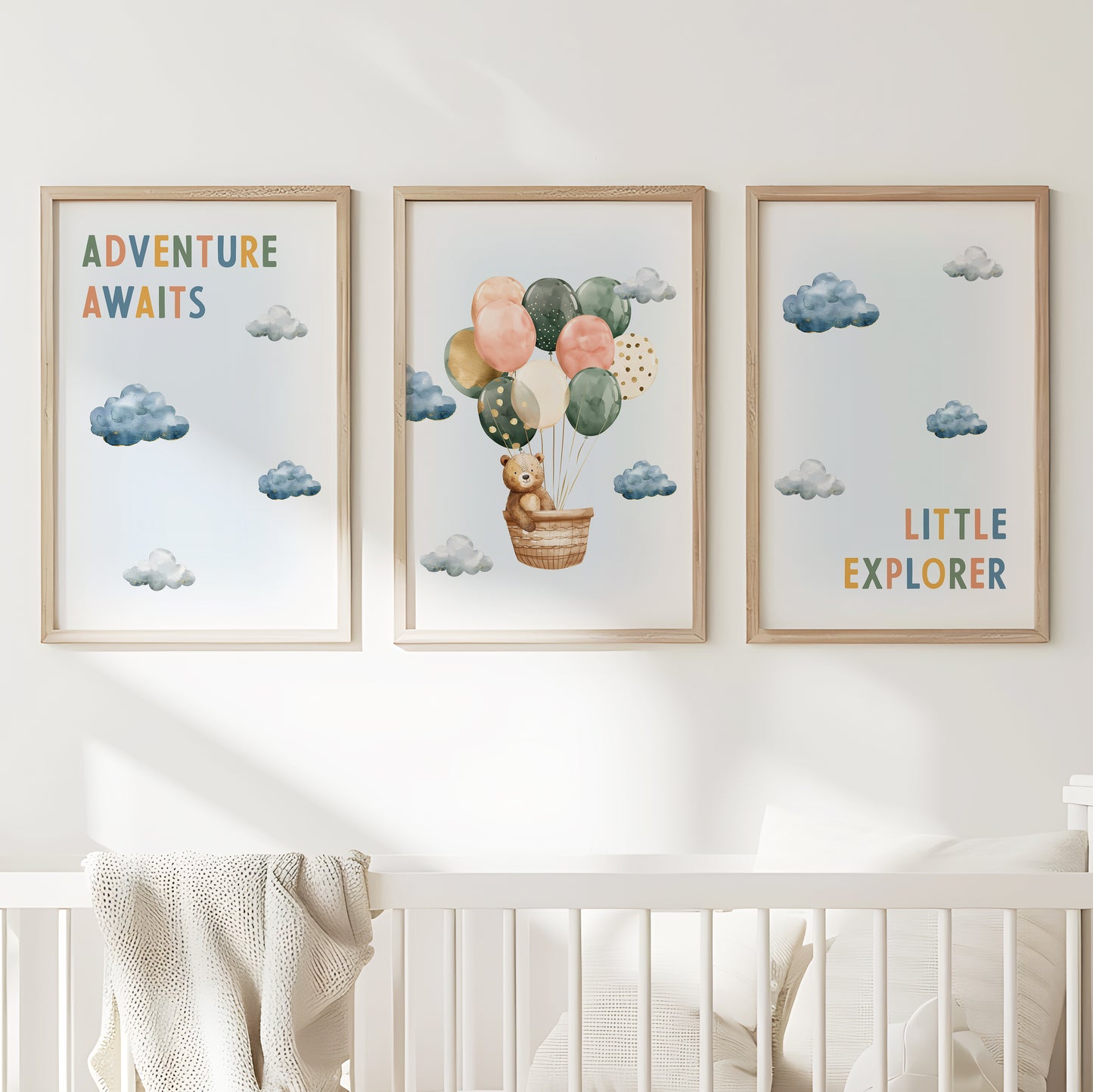 Adventure Awaits – Little Explorer Nursery Wall Art, Set of 3, N065