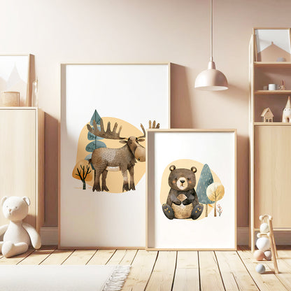 Whimsical Woodland Friends: Animal Nursery Prints, Set of 3, N066