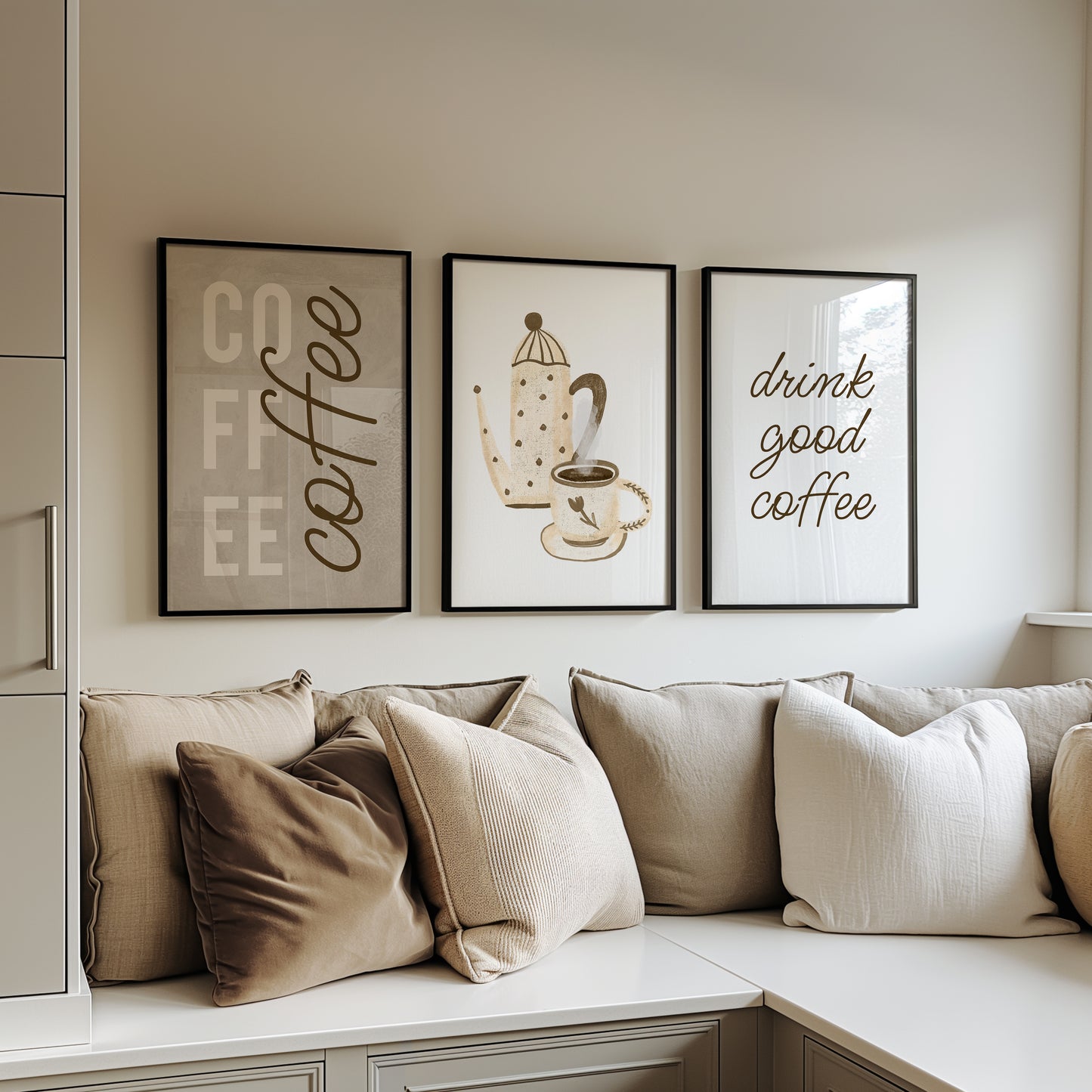 Brew Bliss: Coffee Aesthetic Wall Set, Set of 3, D071