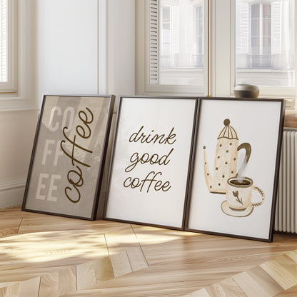 Brew Bliss: Coffee Aesthetic Wall Set, Set of 3, D071