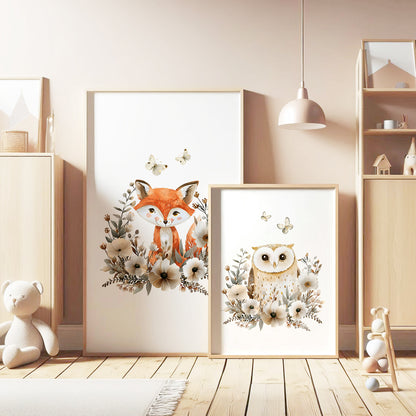 Boho Woodland Nursery Print Set, Set of 3, N071