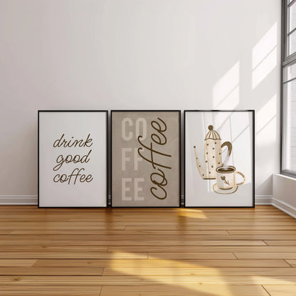 Brew Bliss: Coffee Aesthetic Wall Set, Set of 3, D071