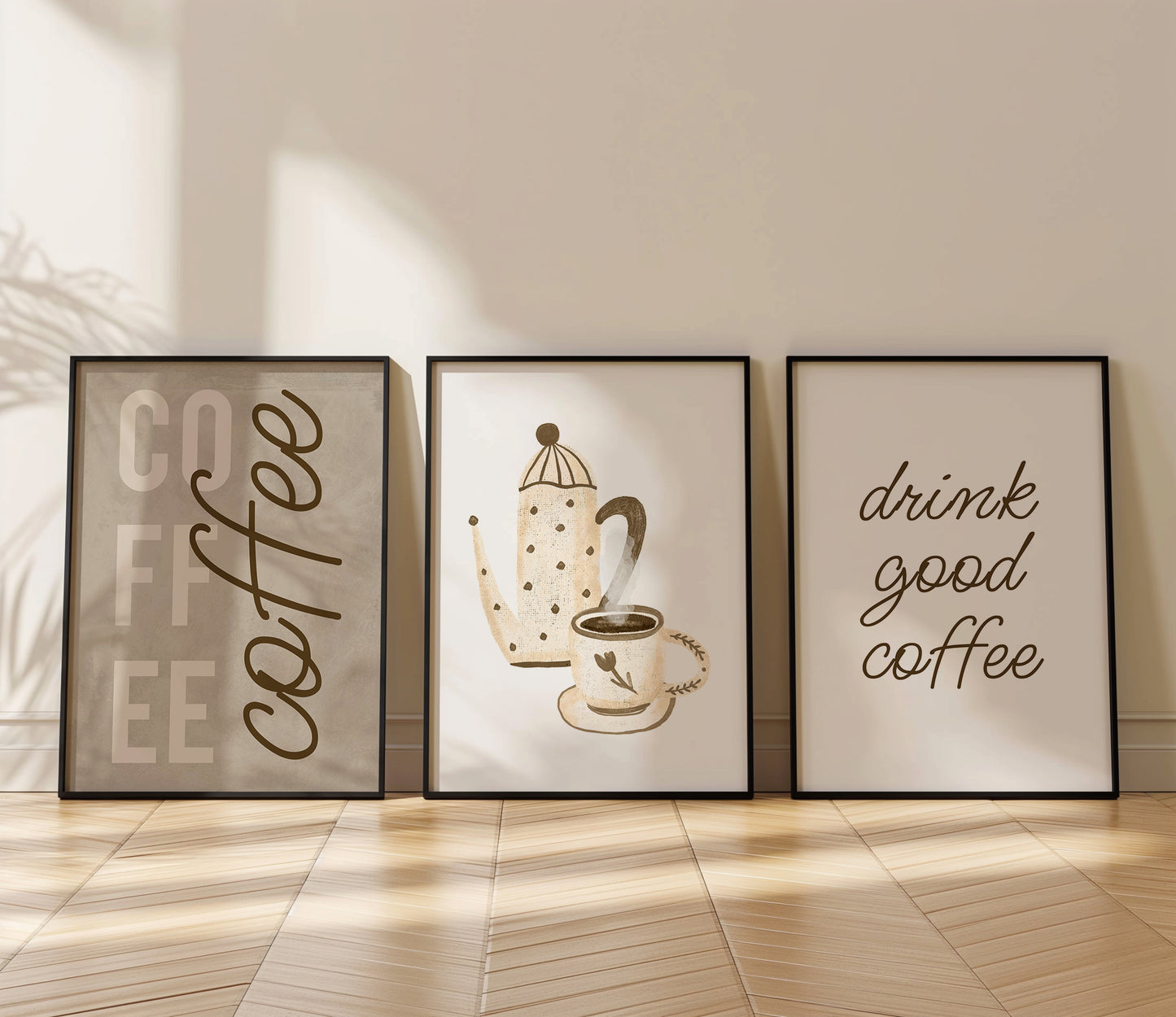 Brew Bliss: Coffee Aesthetic Wall Set, Set of 3, D071