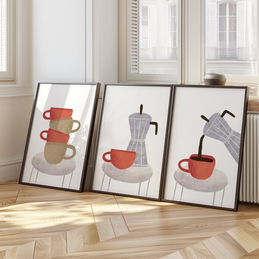 Espresso Serenade: The Harmony of Coffee and Art, Set of 3, D072