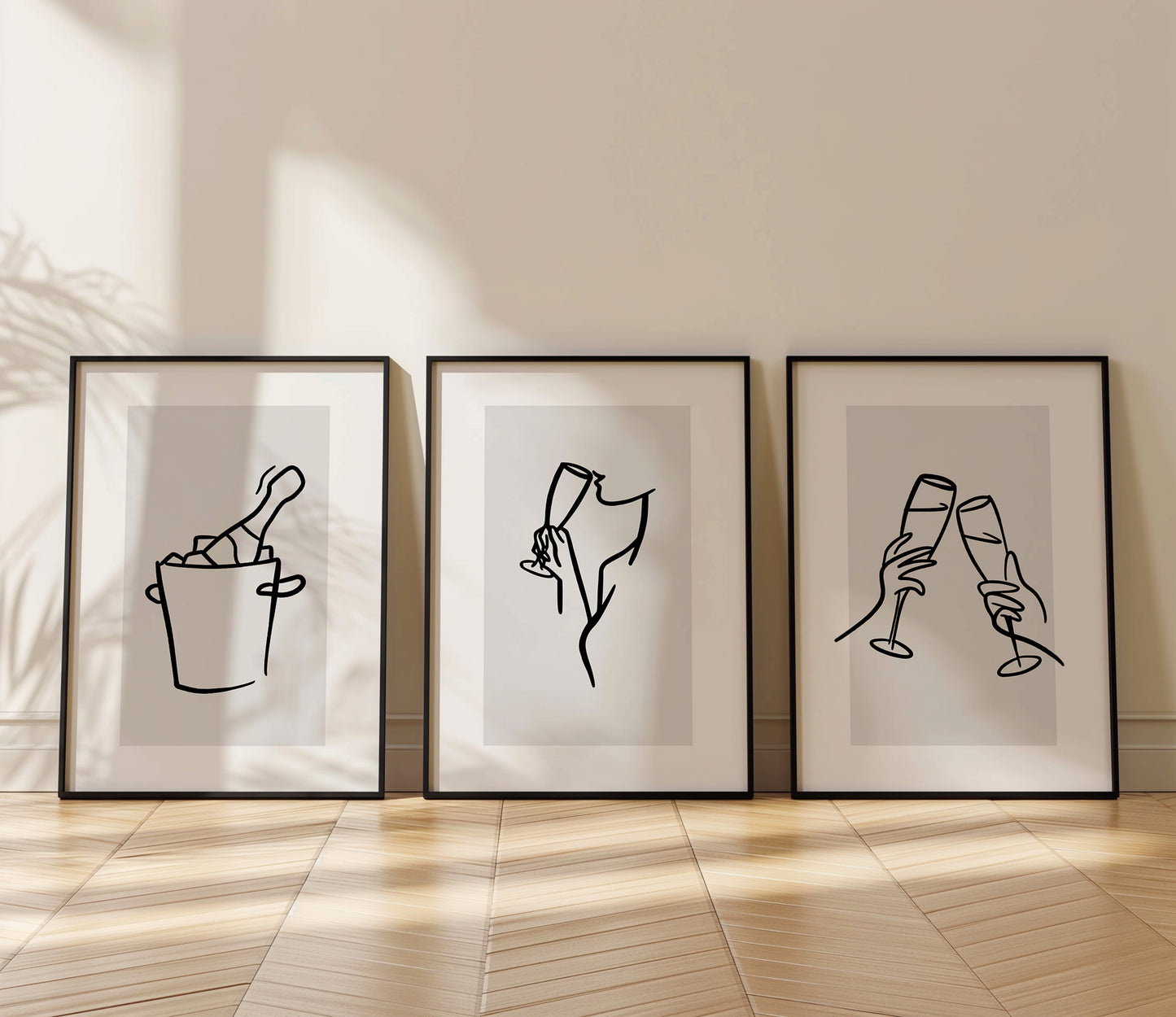 Toast to Elegance: Modern Line Art Trio, Set of 3, D073