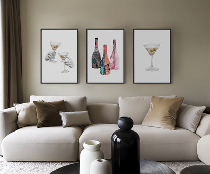 Olive You Martini – Sophisticated Cocktail Wall Art Set, Set of 3, D074