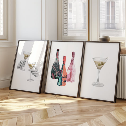 Olive You Martini – Sophisticated Cocktail Wall Art Set, Set of 3, D074