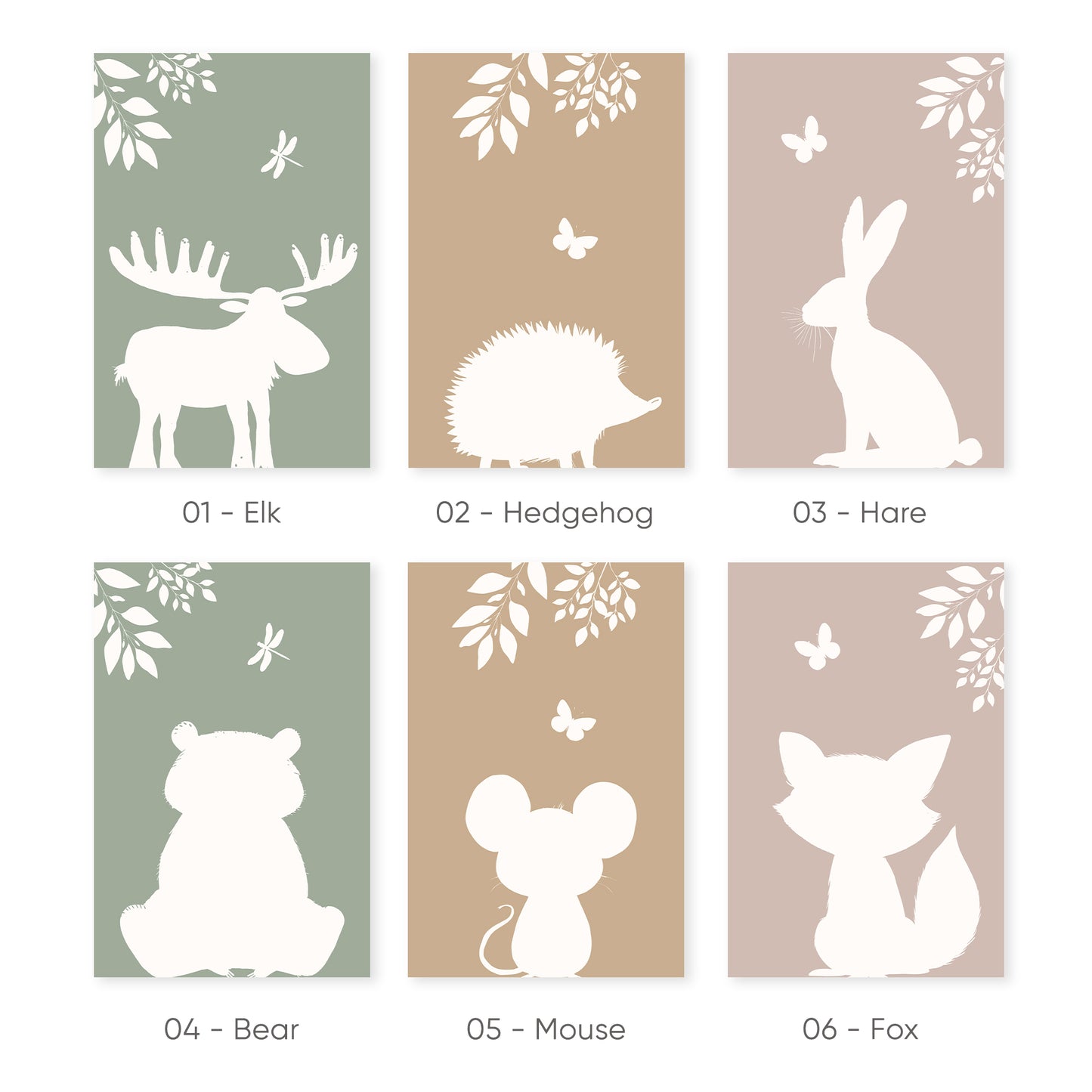 Whimsical Woodland Silhouettes, Set of 3, N075