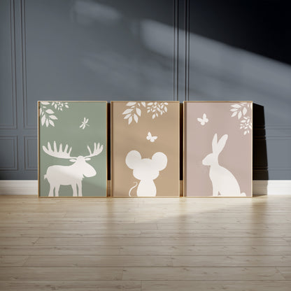 Whimsical Woodland Silhouettes, Set of 3, N075