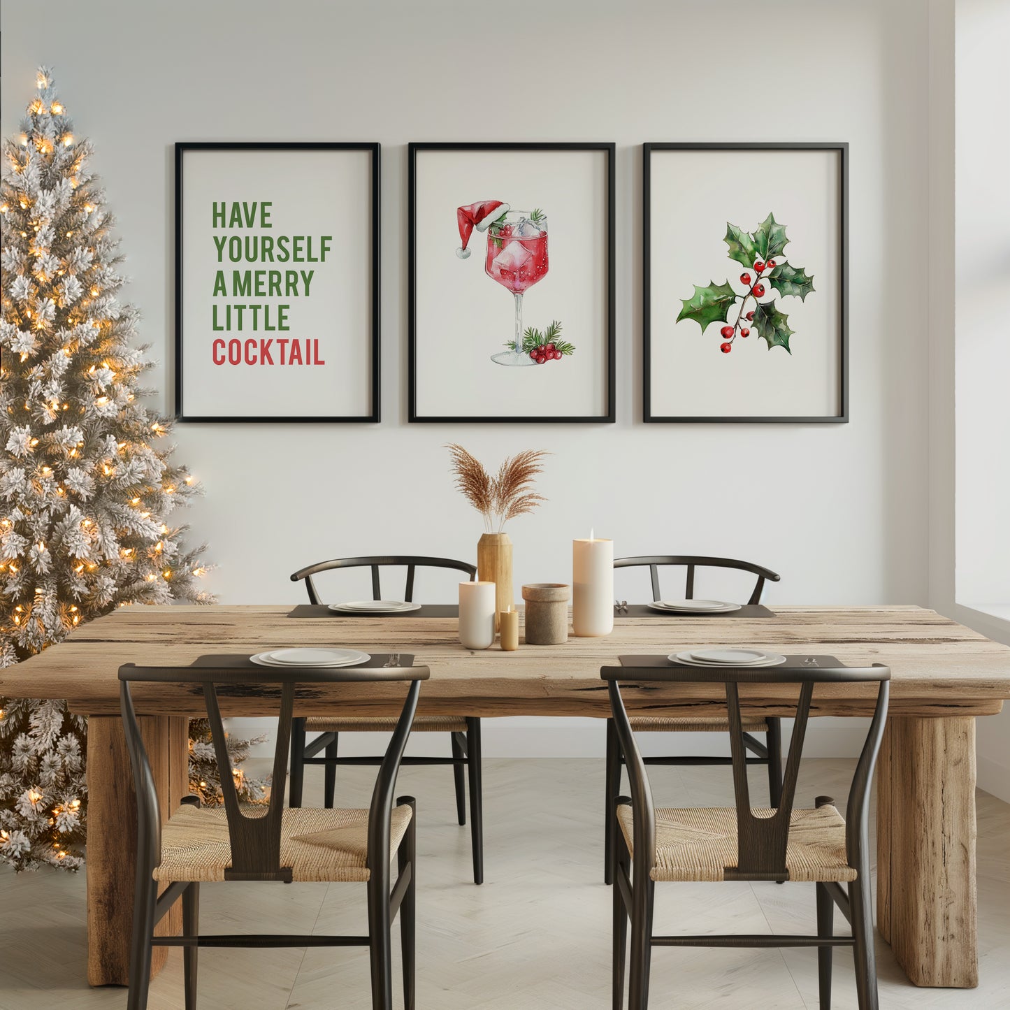 Holiday Sip & Style: Merry Cocktail Art Collection, Set of 3, D076