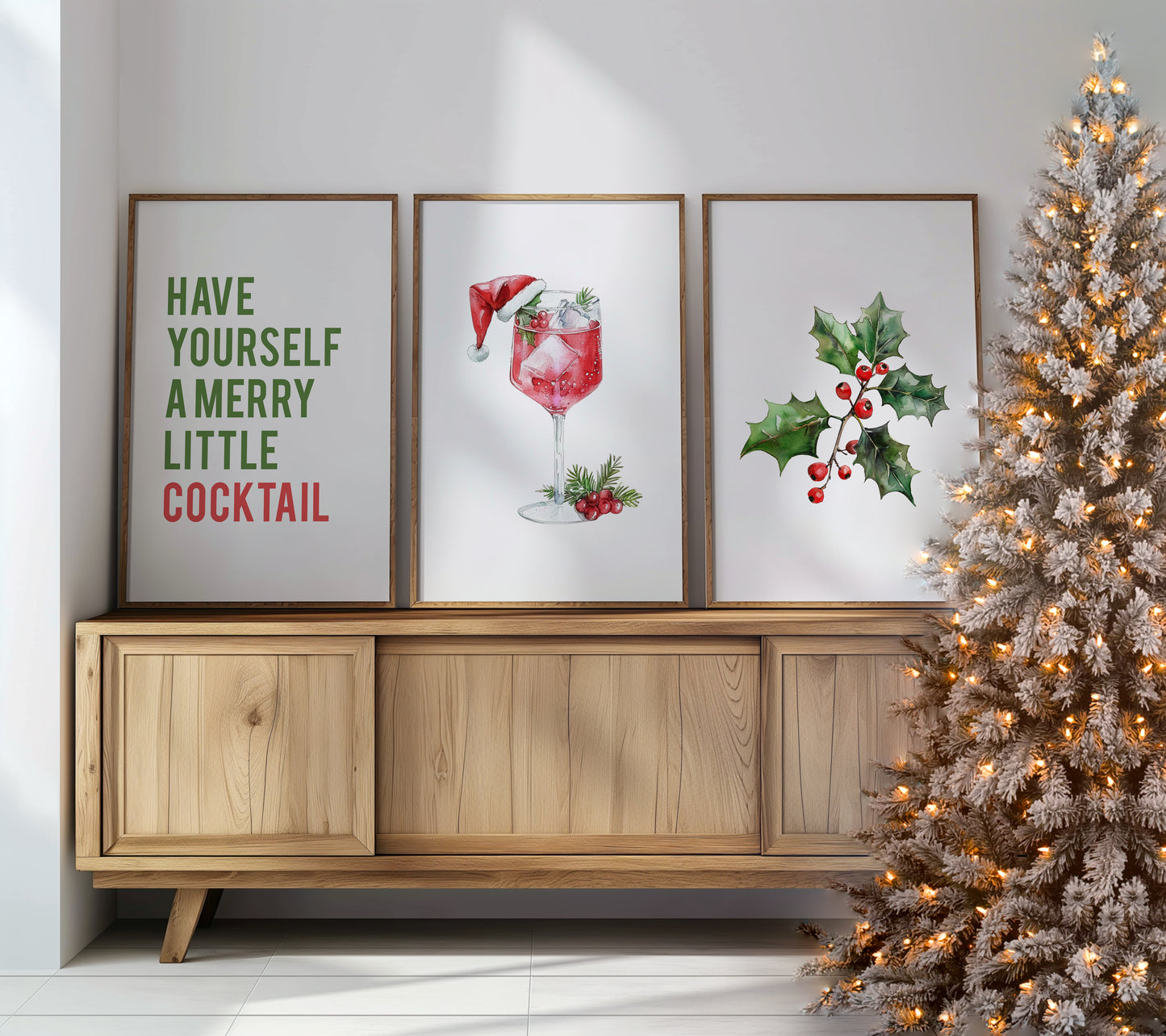 Holiday Sip & Style: Merry Cocktail Art Collection, Set of 3, D076