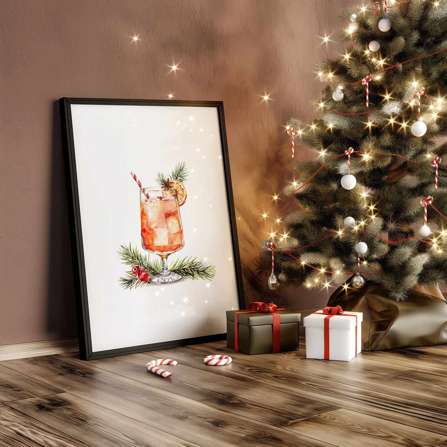 Holiday Spirits: Artful Cocktails for Your Walls, Set of 3, D077