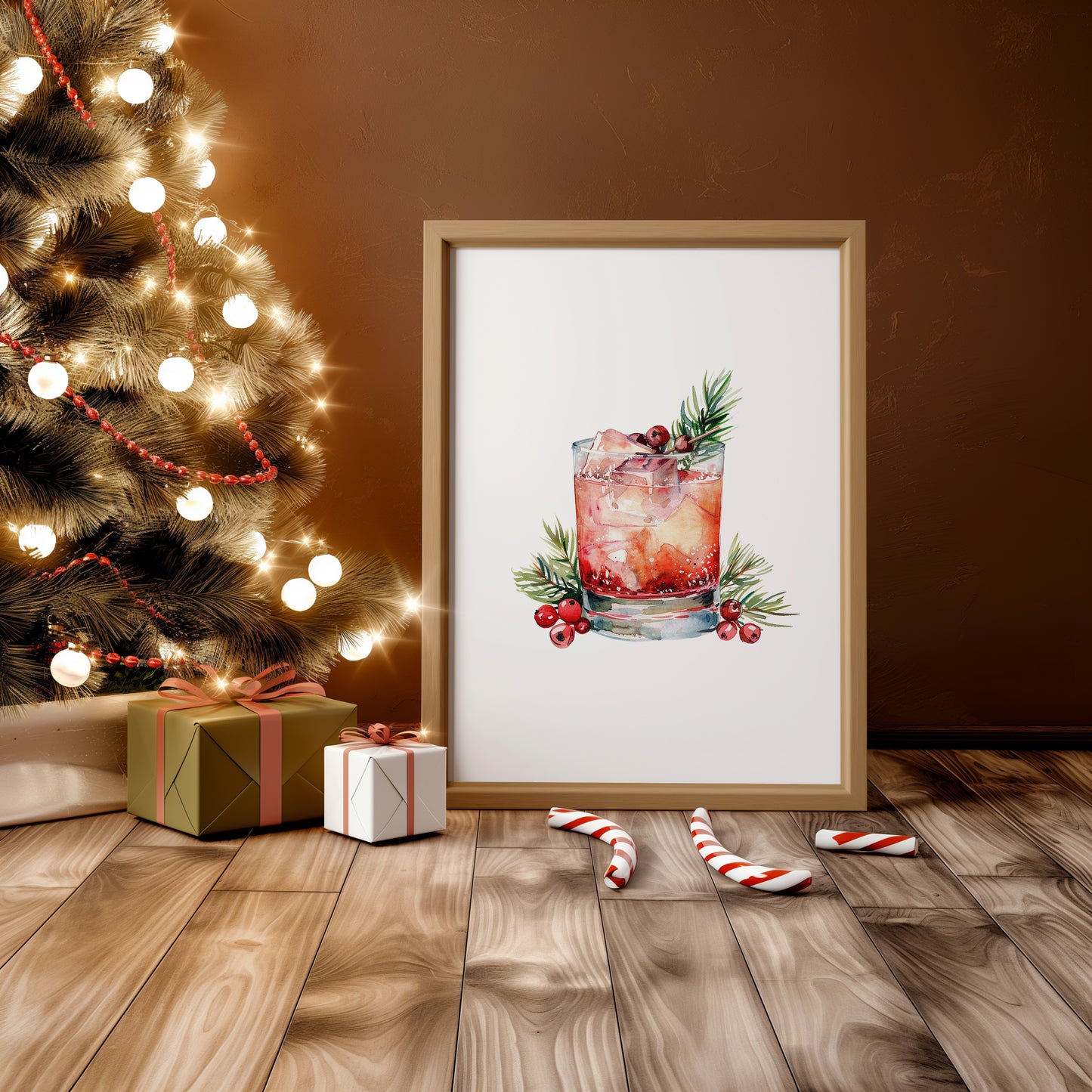 Holiday Spirits: Artful Cocktails for Your Walls, Set of 3, D077