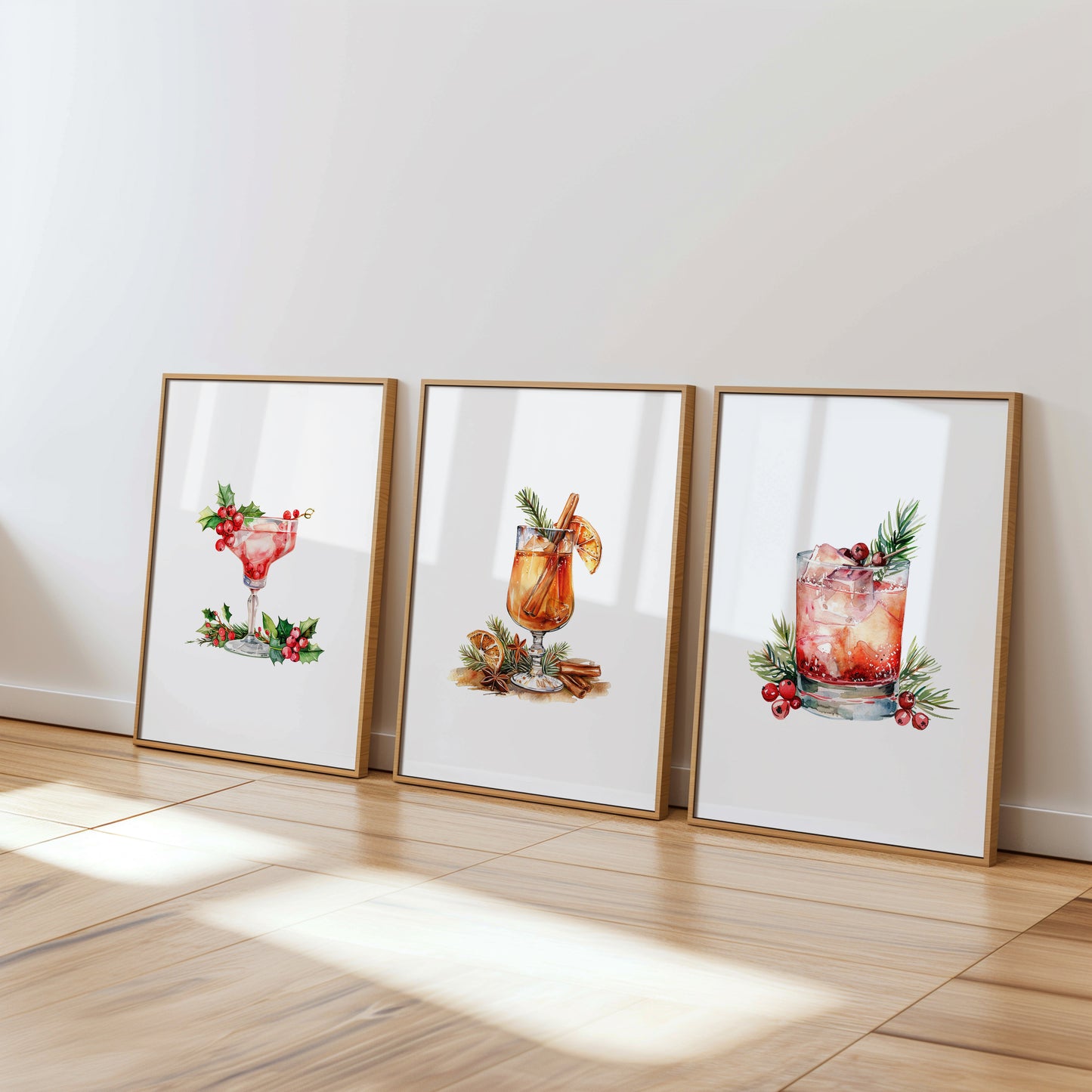 Holiday Spirits: Artful Cocktails for Your Walls, Set of 3, D077