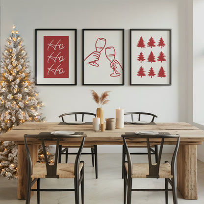 Holiday Spirits Collection: Christmas Pines, Champagne Toast, and Joyful Ho Ho Ho, Set of 3, D081