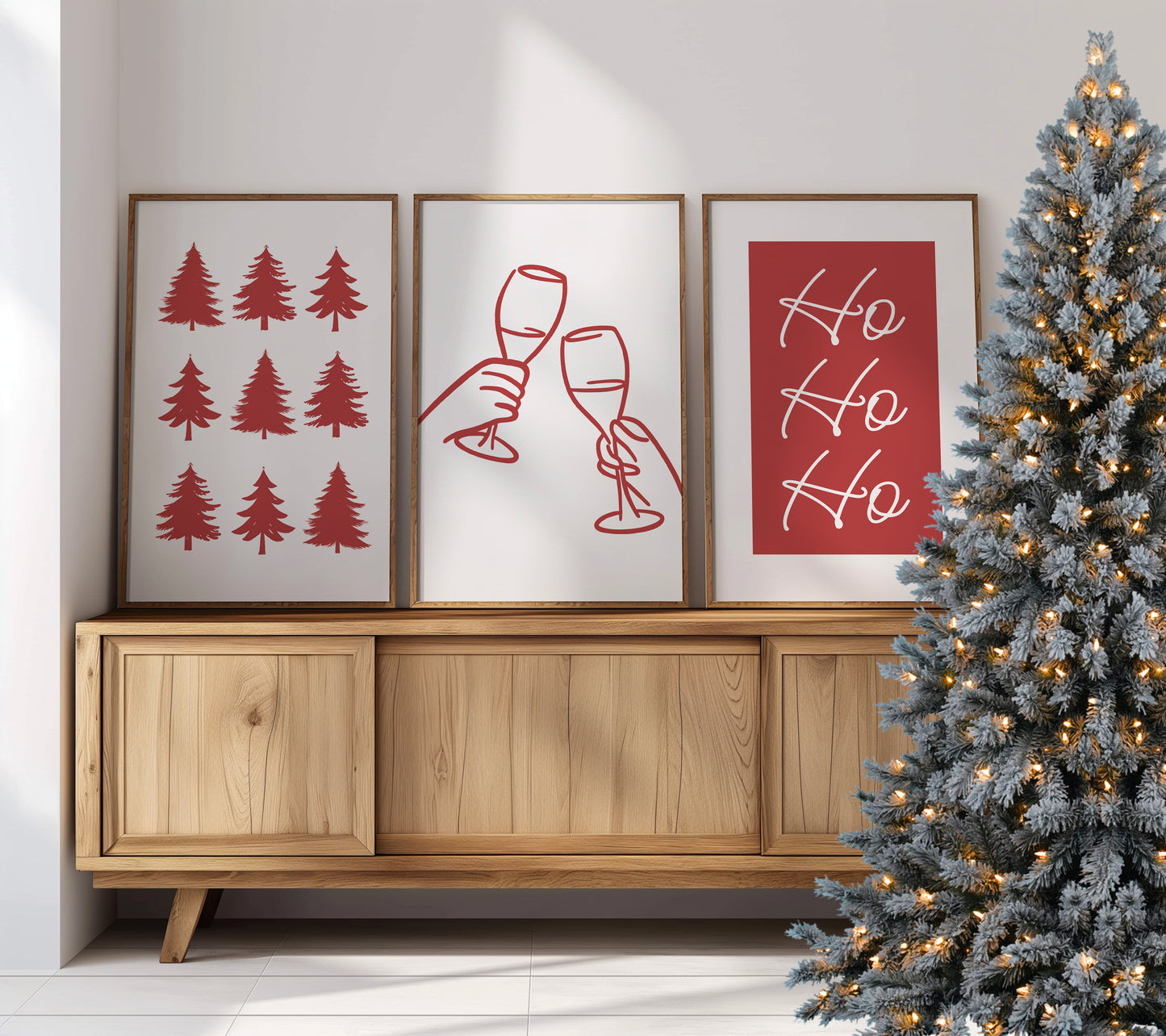 Holiday Spirits Collection: Christmas Pines, Champagne Toast, and Joyful Ho Ho Ho, Set of 3, D081