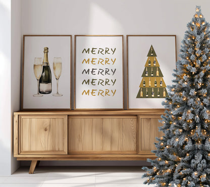 Bubbly Christmas Tree Wall Art, Set of 3, D082