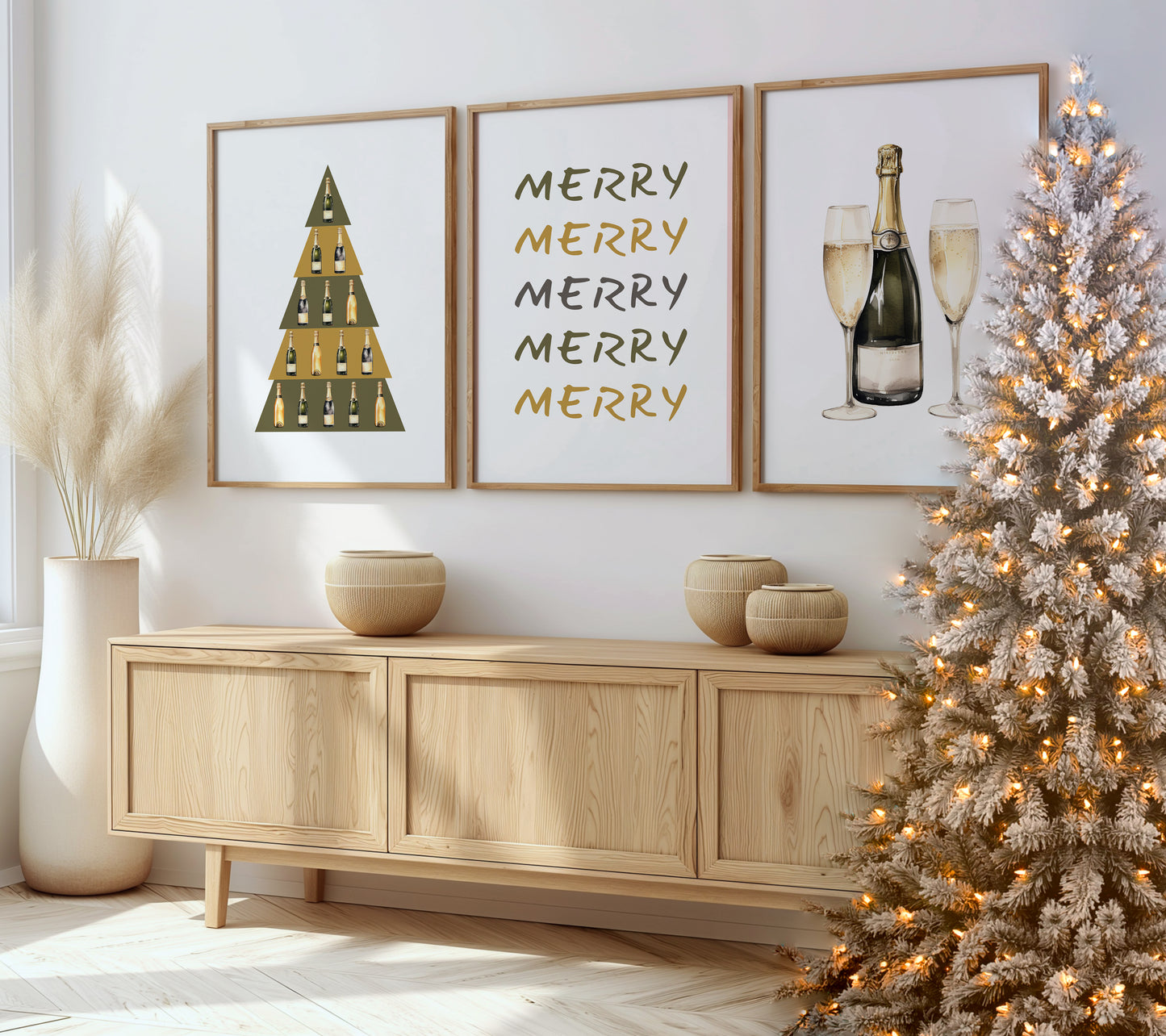 Bubbly Christmas Tree Wall Art, Set of 3, D082