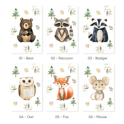 Forest Companions Collection – Choose Any 3 Animal Prints for Kids' Room, Set of 3, N083