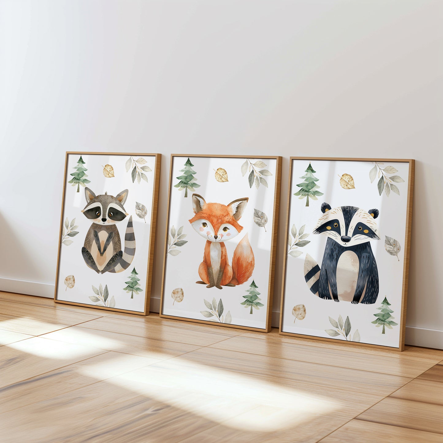 Forest Companions Collection – Choose Any 3 Animal Prints for Kids' Room, Set of 3, N083