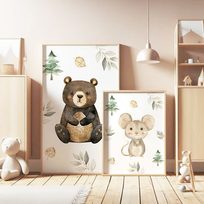 Forest Companions Collection – Choose Any 3 Animal Prints for Kids' Room, Set of 3, N083