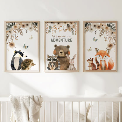 Let’s Go on an Adventure” Animal Wall Art Set, Set of 3, N084