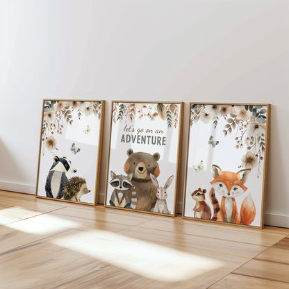 Let’s Go on an Adventure” Animal Wall Art Set, Set of 3, N084