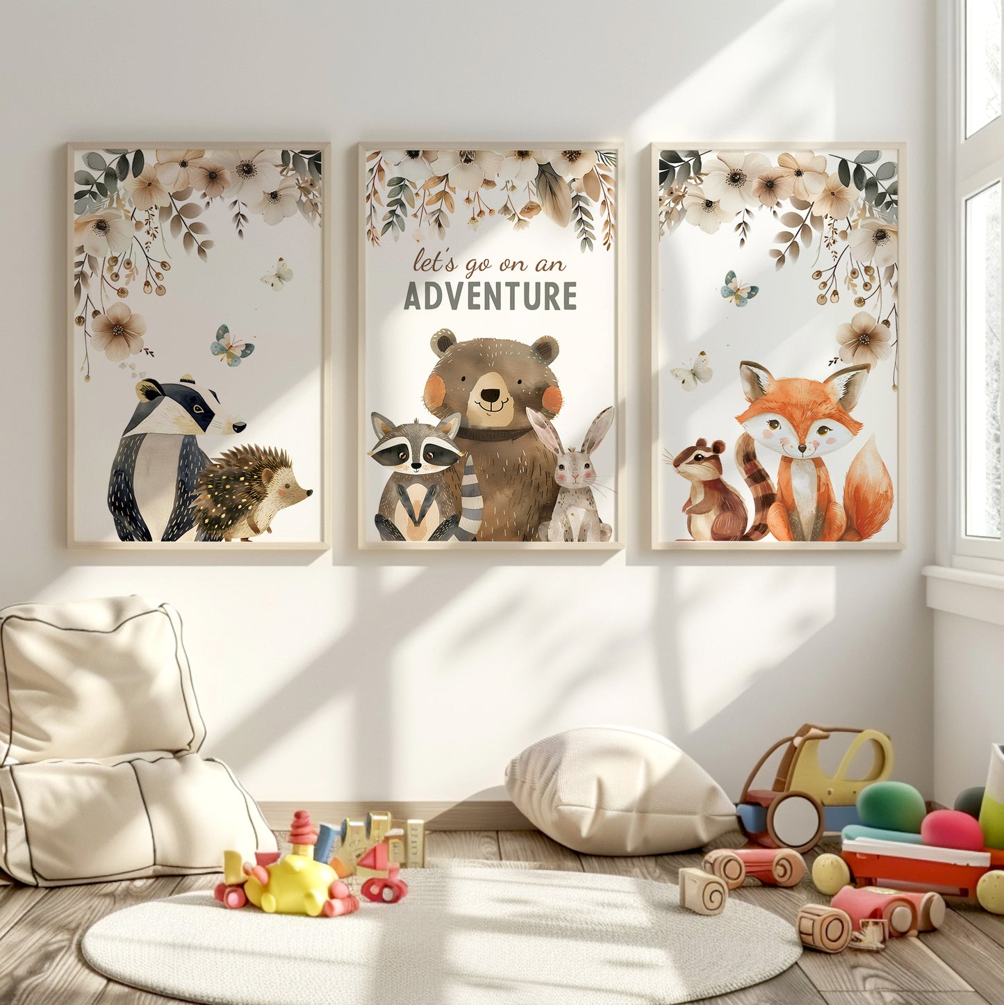 Let’s Go on an Adventure” Animal Wall Art Set, Set of 3, N084