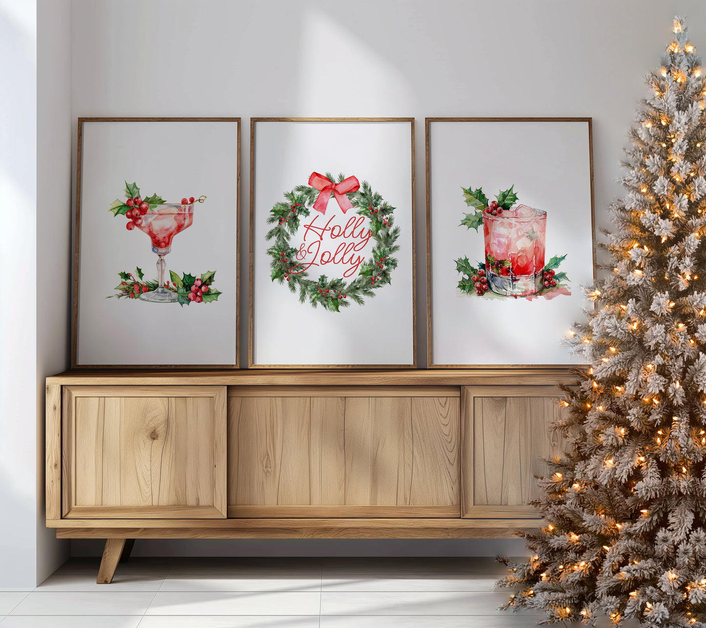 Festive Cheers & Holly Dreams - Holiday Poster Set, Set of 3, D085