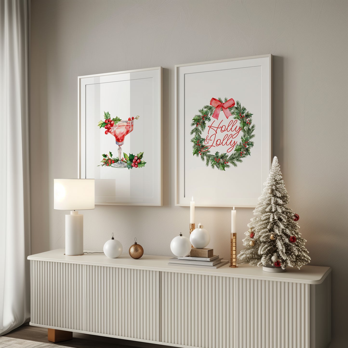 Festive Cheers & Holly Dreams - Holiday Poster Set, Set of 3, D085