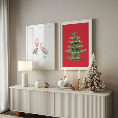 Holiday Glow: Tree, Toast, and Wonderful Times Wall Art, Set of 3, D086