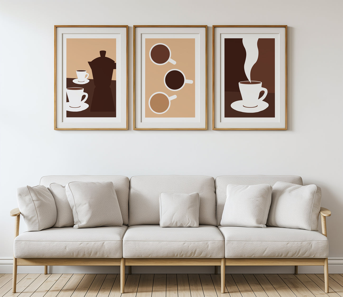 Steamy Sips: Minimalist Coffee Poster Set, Set of 3, D089