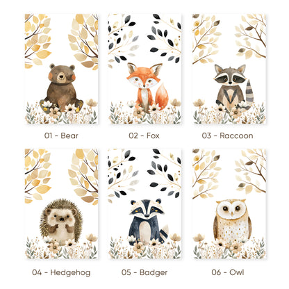 Adorable Woodland Animal Prints for Nursery Decor, Set of 3, N091