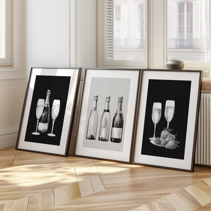 Bubbles and Bliss: Champagne Art Series, Set of 3, D091