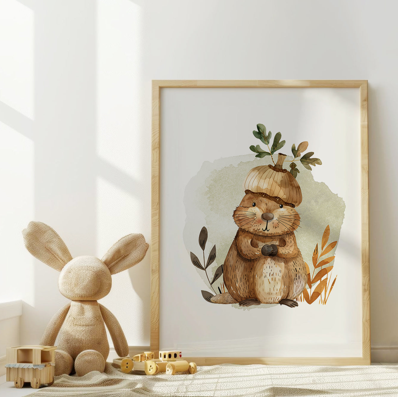 Woodland Acorn Friends - Nursery Animal Wall Art, Set of 3, N093