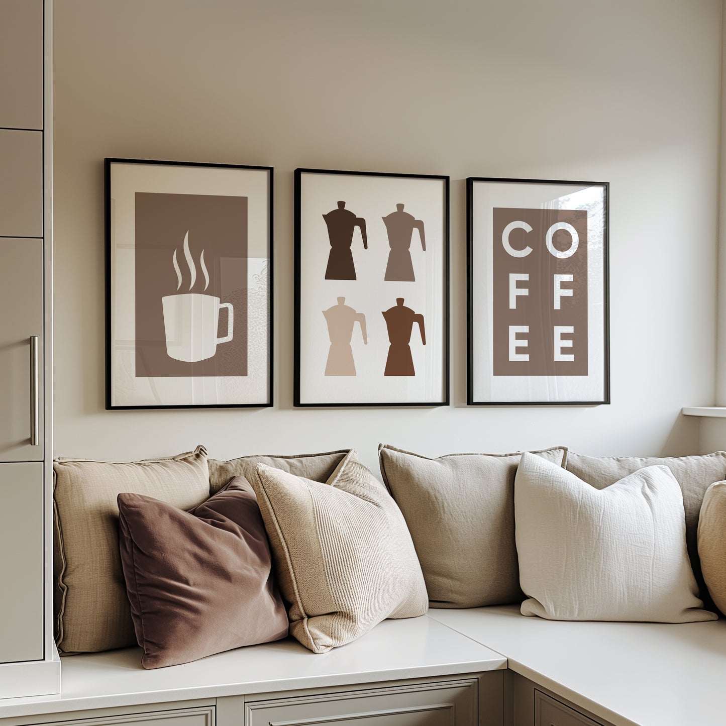 Morning Brew Art Set: Coffee Lover's Trio for Your Kitchen Wall, Set of 3, D098