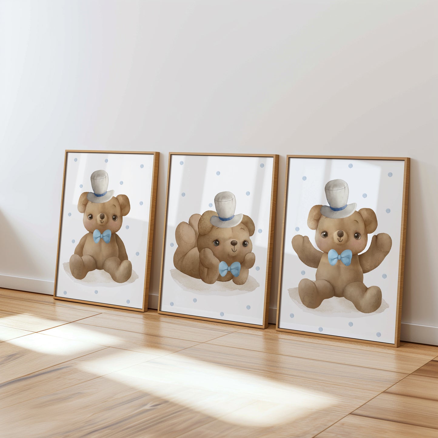 Cuddly Bear Prince & Princess - Adorable Nursery Decor for Baby Room, Set of 3, N098